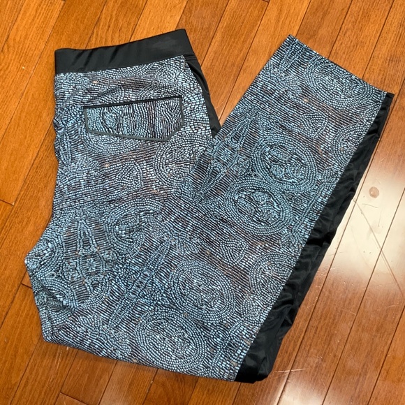 Lululemon Rise And Shine Trouser Pant 8 Black Multi Tuxedo Relax Satin - Picture 2 of 4